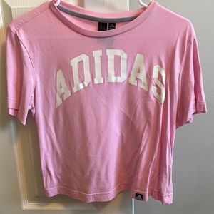 Pink cropped adidas shirt